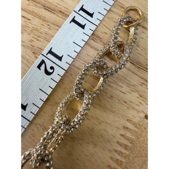 J.Crew Gold-Tone Crystal Link Bracelet 7" Elegant Statement Jewelry - Picture 3 of 10